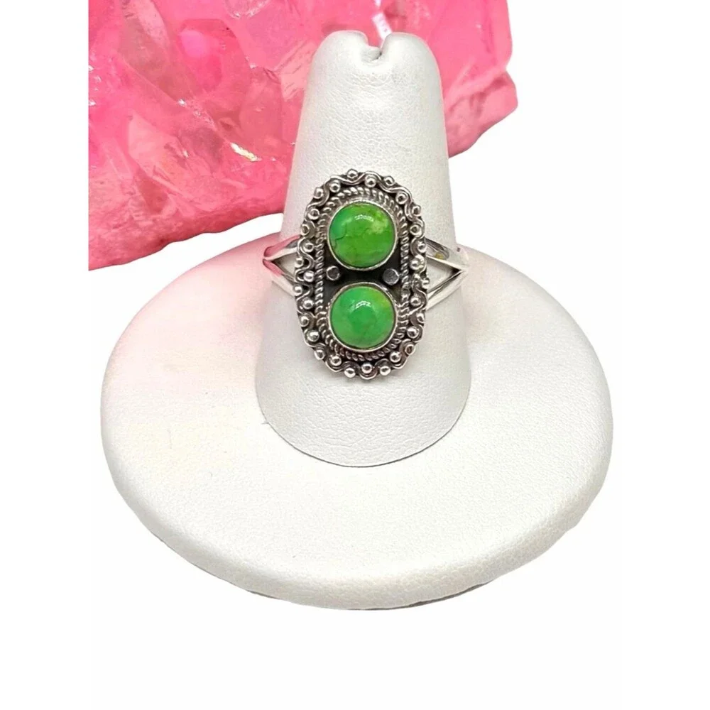 Arizona Green Mohave Turquoise Ring Size 8.5 Solid 925 Sterling Silver